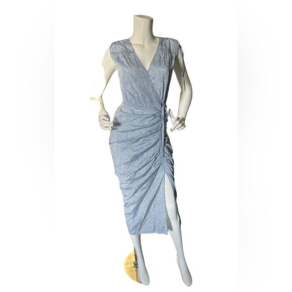 VERONICA BEARD Teagan Floral Silk Dress - Ruched MIDI Blue and white Small 4 - Picture 13 of 13